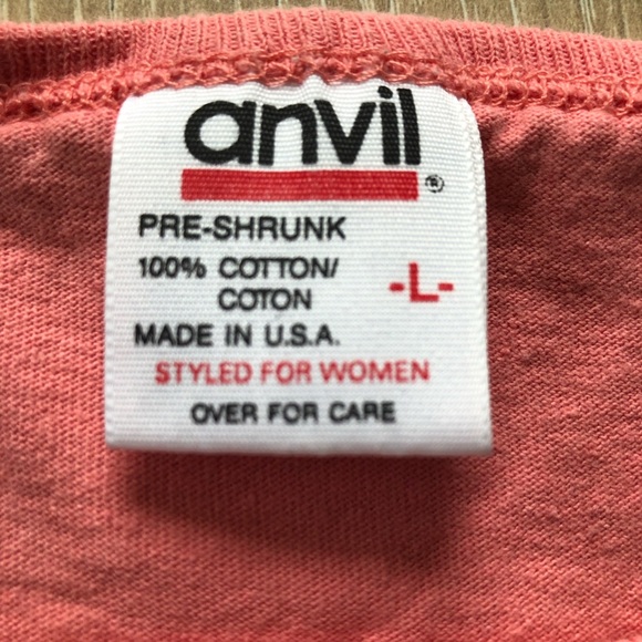 Vintage Anvil Single Stitched Wind Jammer Embroidered Tank Top in Coral Pink L - Picture 5 of 9